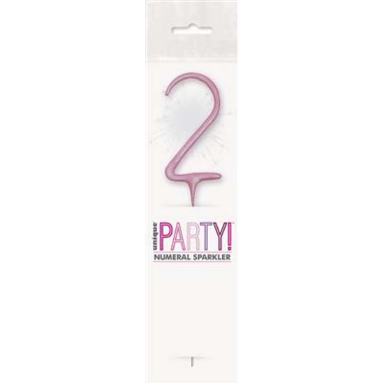 Unique Party Candle Sparkler Number 2 Pink 7