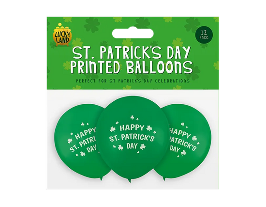 St Patrick's 9" Latex Balloons 12pk