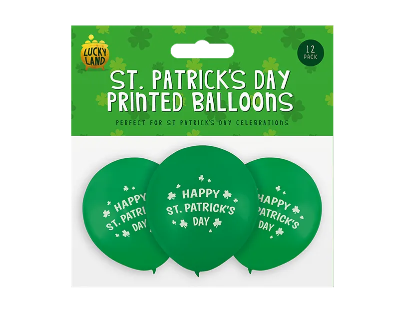 St Patrick's 9" Latex Balloons 12pk