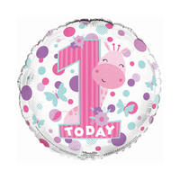 Simon Elvin Foil Balloon Giraffe Age 1 Pink 18