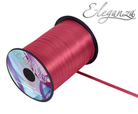 Eleganza Burgundy 5mm satin ribbon for balloons, 500 yards, showcasing smooth, shiny fabric ideal for decorating and gift wrapping.