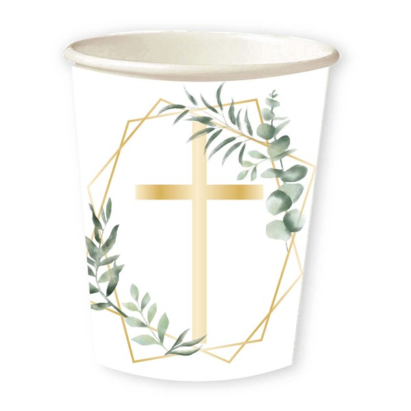 Botanical Gold Cross Celebration Cups 8pk