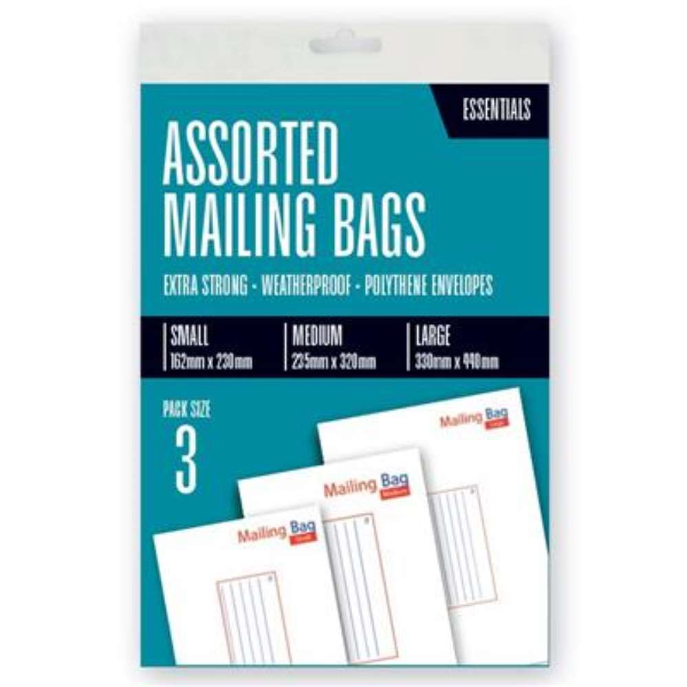 3pk Pack Mail Bags Assorted