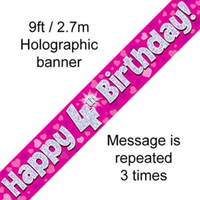 Oaktree Banner Age 4 Pink Holographic 9ft