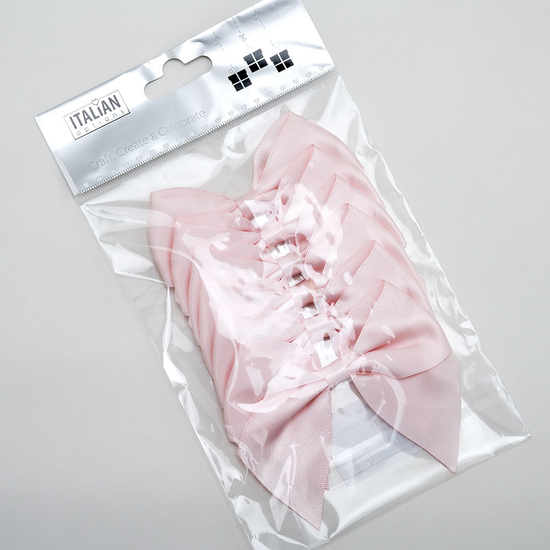 Italian Options 6 Pack Ribbon Bows Blush Pink 10cm