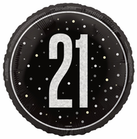 Unique Foil Balloon Black Glitz Age 21 18"