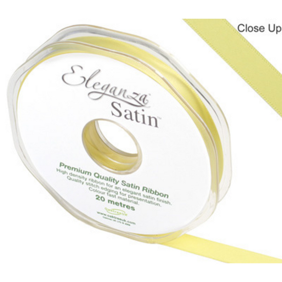 Eleganza Satin Ribbon Pale Yellow 10mm x 20m