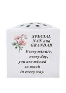 David Fischoff Rose Bowl floral keepsake featuring Nan and Grandad, with intricate design and vibrant floral details.