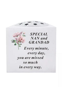 David Fischoff Rose Bowl floral keepsake featuring Nan and Grandad, with intricate design and vibrant floral details.