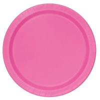 Unique 16 Pack Plates Hot Pink Round 9