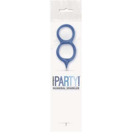 Unique Party Candle Sparkler Number 8 Blue 7