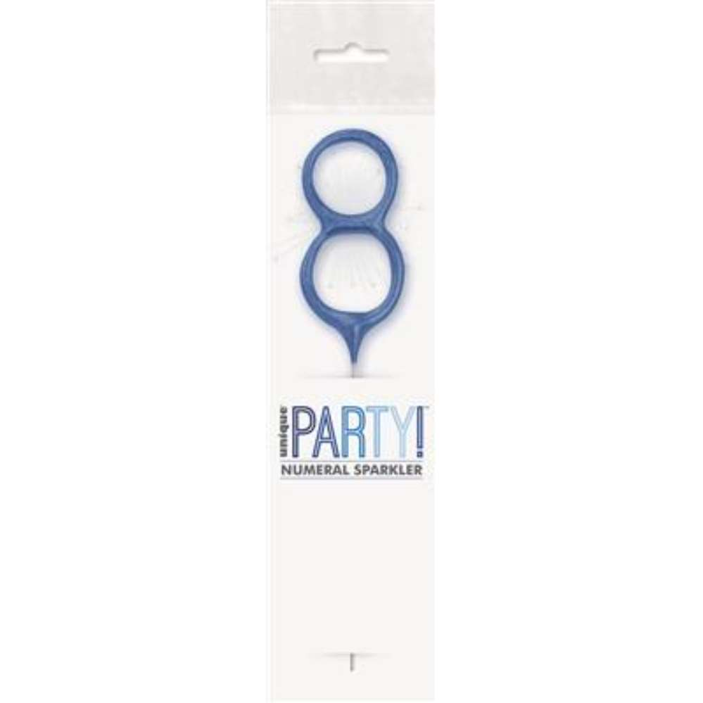 Unique Party Candle Sparkler Number 8 Blue 7