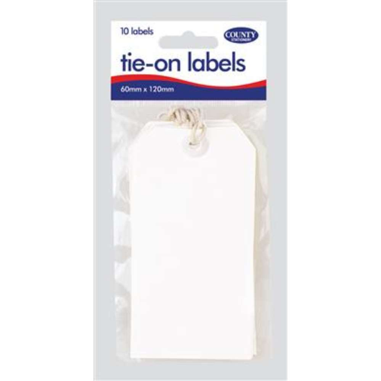 Tie On Labels 6 x 11cm White 10pk