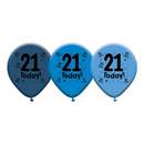 Eight latex printed balloons celebrating a 21st birthday, featuring colorful "Happy 21st" designs for party decoration.