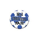 No.1 Football Fan 5.5cm Blue & White Badge