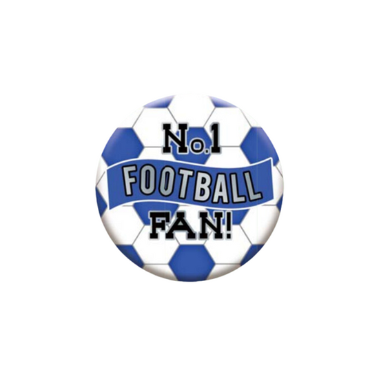 No.1 Football Fan 5.5cm Blue & White Badge