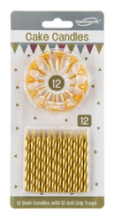 Oaktree 12 Candle/12 Holders Metallic Gold 18.5cm