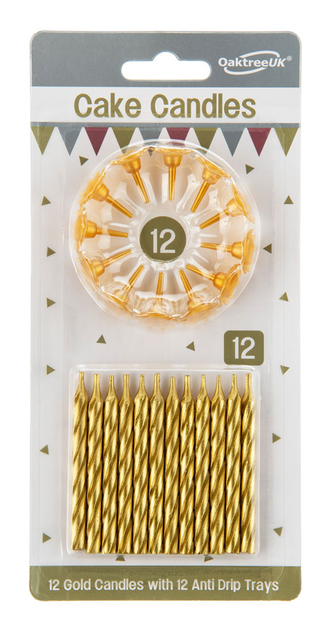 Oaktree 12 Candle/12 Holders Metallic Gold 18.5cm