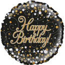 Oaktree Fizz Birthday Black & Gold 18" Foil