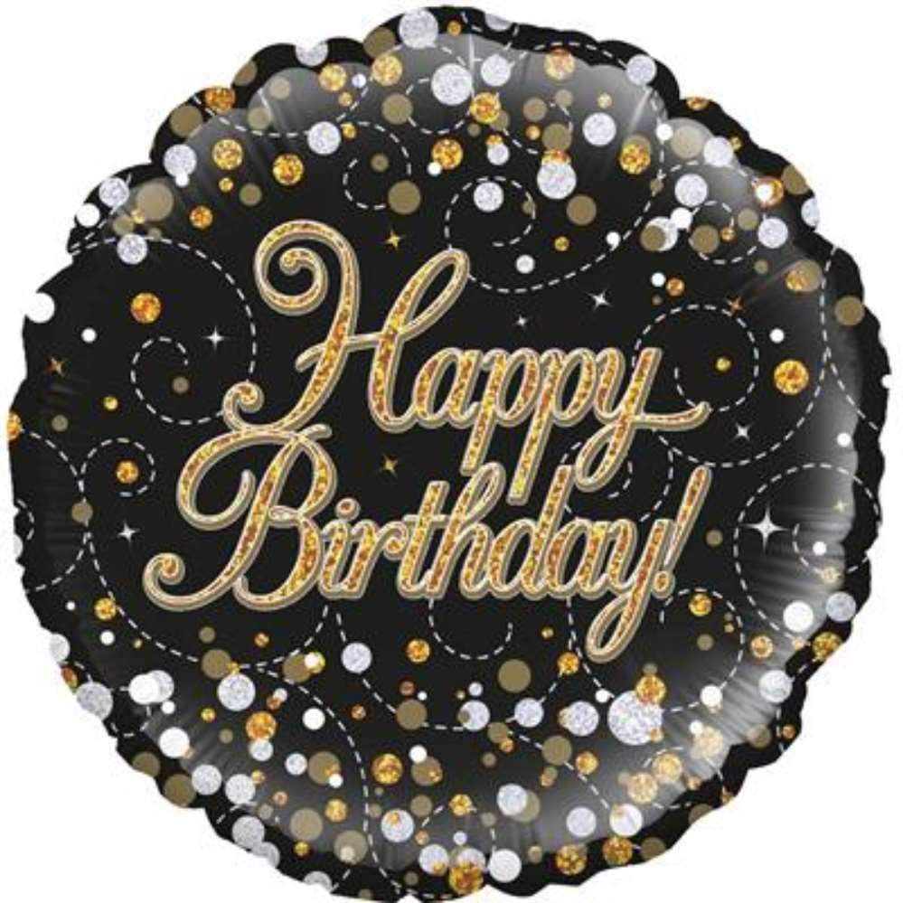 Oaktree Fizz Birthday Black & Gold 18" Foil