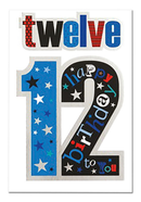 Six Simon Elvin birthday cards featuring age 12 designs in a pack, suitable for everyday celebrations.