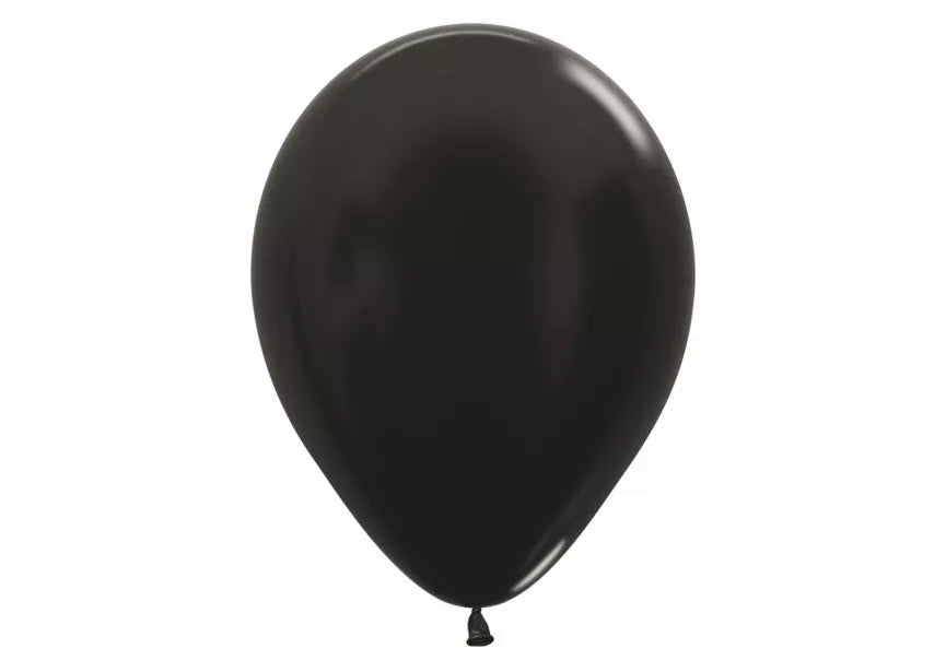 Sempertex Metallic Black 12-inch latex balloons, 12-pack, decorative balloons for parties and celebrations.