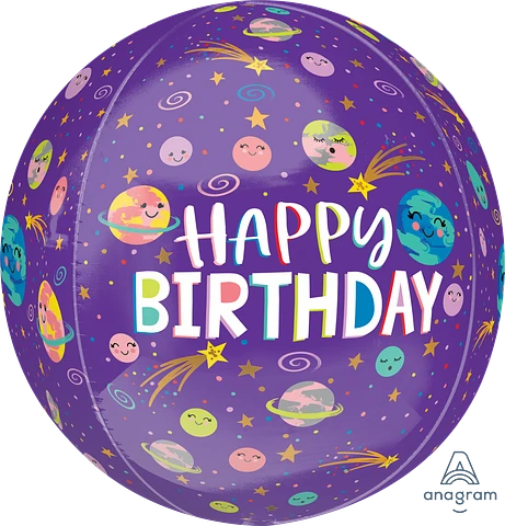 Anagram Birthday Smiling Galaxy 15" Orbz Balloon