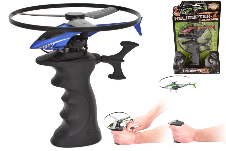 Kandy Toys helicopter launcher toy with colorful helicopter ready to launch, designed for kids' active play.