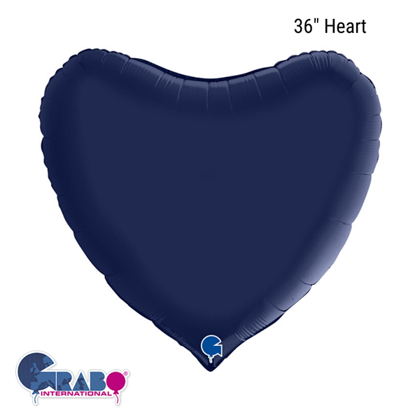 Grabo Foil Balloon Satin Navy Blue Heart 36"