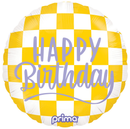 Foil Balloon 18" Round Happy Face Checker Birthday