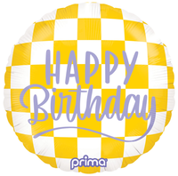 Foil Balloon 18" Round Happy Face Checker Birthday