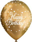 Oaktree Sparkling Fizz Birthday Gold 11" Latex 6pk