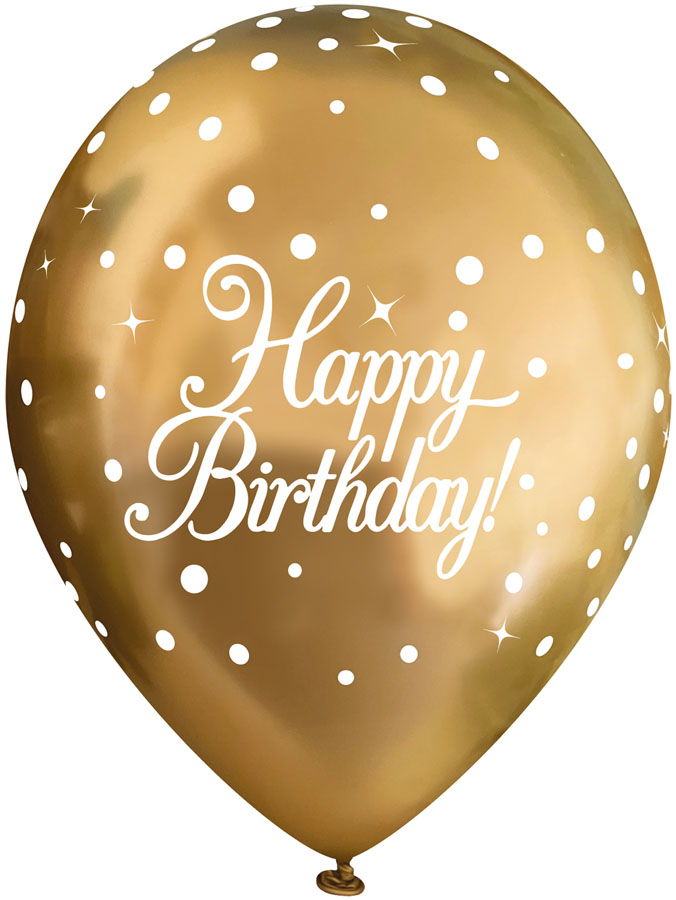 Oaktree Sparkling Fizz Birthday Gold 11" Latex 6pk
