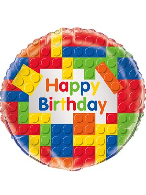 Unique Birthday Building Blocks 18" Foil Balloon