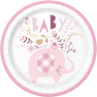 Unique 8 Pack Plates Pink Floal Elephant 9