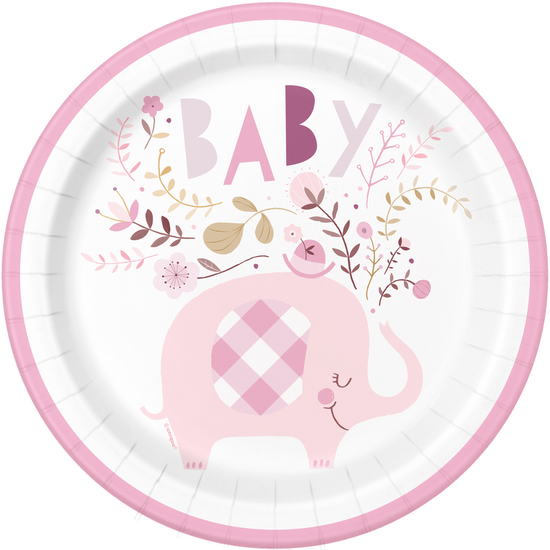 Unique 8 Pack Plates Pink Floal Elephant 9