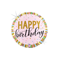 Grabo Birthday Pastel Stripes 18" Foil Balloon