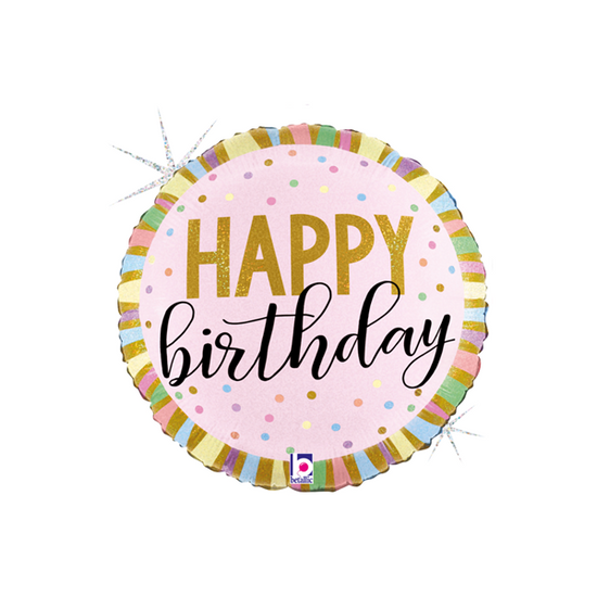 Grabo Birthday Pastel Stripes 18" Foil Balloon