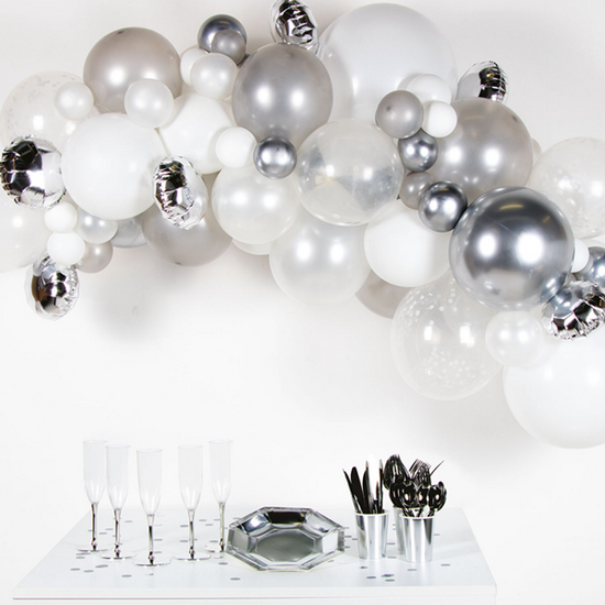 Silver DIY Foil Latex Balloon Garland Kit