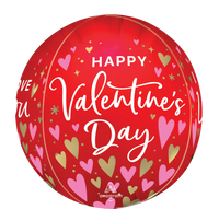 Shiny silver Anagram Satin Hearfelt Elegance 16-inch foil orbz balloon with a smooth, reflective surface and elegant design.