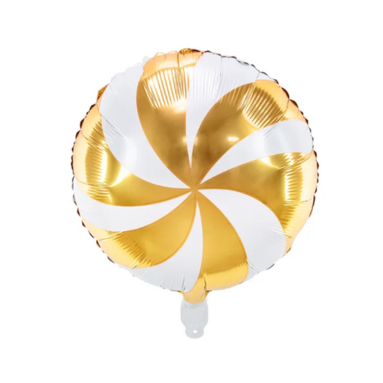PartyDeco Gold Candy Swirl 18" Foil Balloon