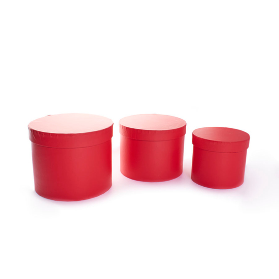 Hat Box Red 3pc L-6x7.5"/M-5.5x7"/S-4.5x5.5