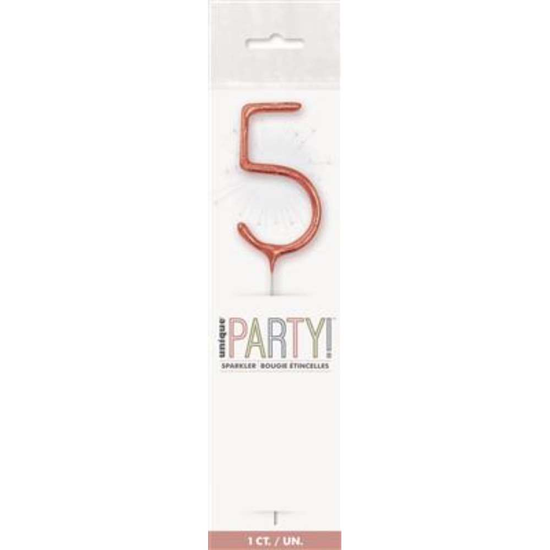 Unique Party Candle Sparkler Number 5 Rose Gold 7