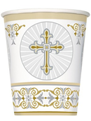 Golden Radiant Cross Paper Cups 8pk