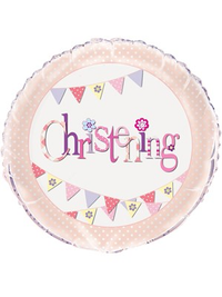 Unique Foil Balloon Christening Bunting Pink 18