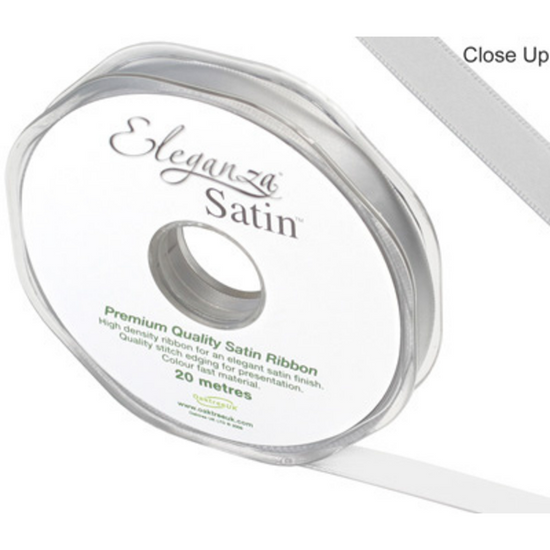 Eleganza Satin Ribbon Silver 10mm x 20m