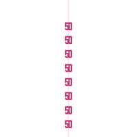 Pink hanging decor banner for 50th birthday celebration, featuring glitzy design by Unique, ideal as party decoration.