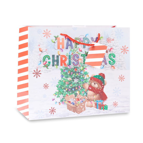 12pk Large Landscape Gift Bags Bear With Text