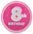 Unique Foil Balloon Pink Glitz Age 8 18"