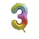 Unique Foil Balloon Rainbow 34" Number 3